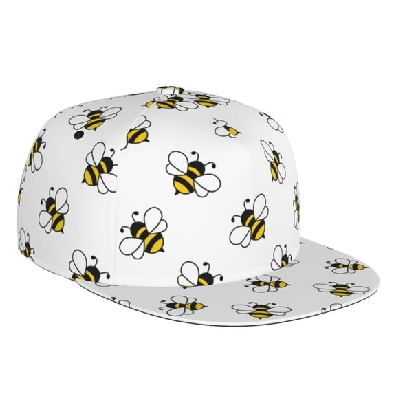 Balery Baseball Cap Flat Bill Hats for Men Adjustable Size for Running Workouts and Outdoor Activities All Seasons Dad Hat(Bee )