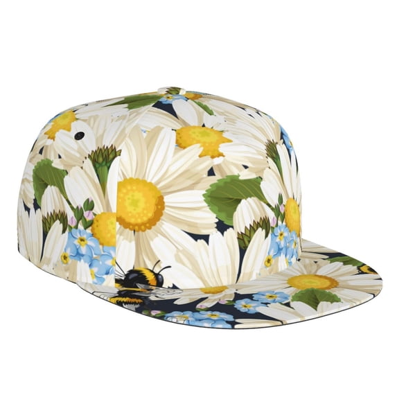 Balery Baseball Cap Flat Bill Hats for Men Adjustable Size for Running Workouts and Outdoor Activities All Seasons Dad Hat(Bees Collecting Nectar )