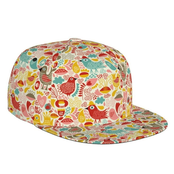 Balery Baseball Cap Flat Bill Hats for Men Adjustable Size for Running Workouts and Outdoor Activities All Seasons Dad Hat(Colorful Chicken )