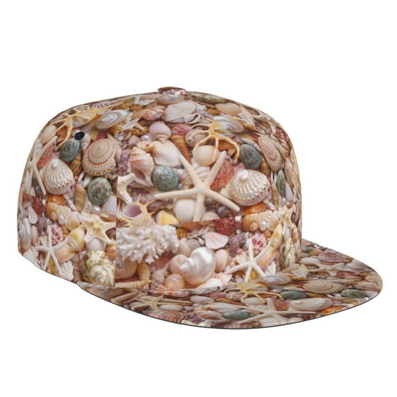 Balery Baseball Cap Flat Bill Hats for Men Adjustable Size for Running Workouts and Outdoor Activities All Seasons Dad Hat(Colorful Seashells )