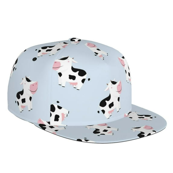Balery Baseball Cap Flat Bill Hats for Men Adjustable Size for Running Workouts and Outdoor Activities All Seasons Dad Hat(Cute Farm Cow )