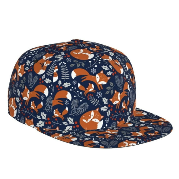 Balery Baseball Cap Flat Bill Hats for Men Adjustable Size for Running Workouts and Outdoor Activities All Seasons Dad Hat(Cute Foxes )