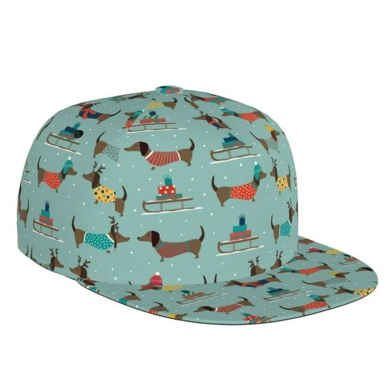 Balery Baseball Cap Flat Bill Hats for Men Adjustable Size for Running Workouts and Outdoor Activities All Seasons Dad Hat(Dachshund Dog Puppy )
