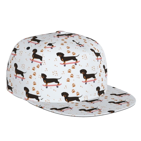 Balery Baseball Cap Flat Bill Hats for Men Adjustable Size for Running Workouts and Outdoor Activities All Seasons Dad Hat(Dachshund Dog )
