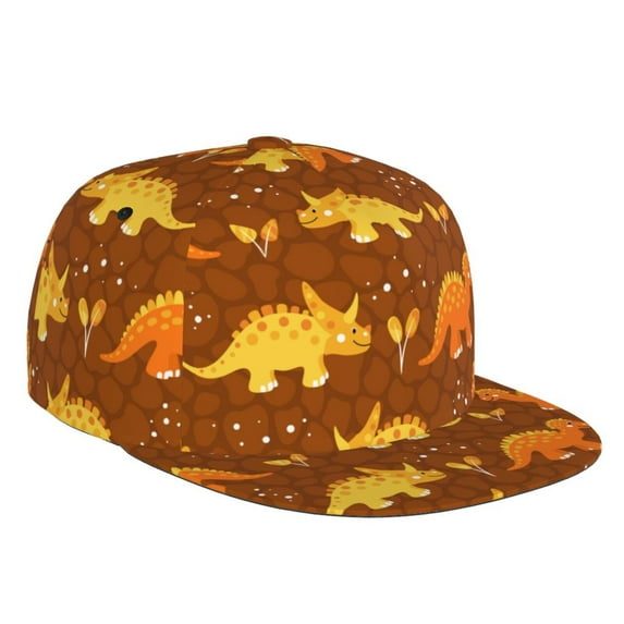 Balery Baseball Cap Flat Bill Hats for Men Adjustable Size for Running Workouts and Outdoor Activities All Seasons Dad Hat(Dinosaurs and Leaves )