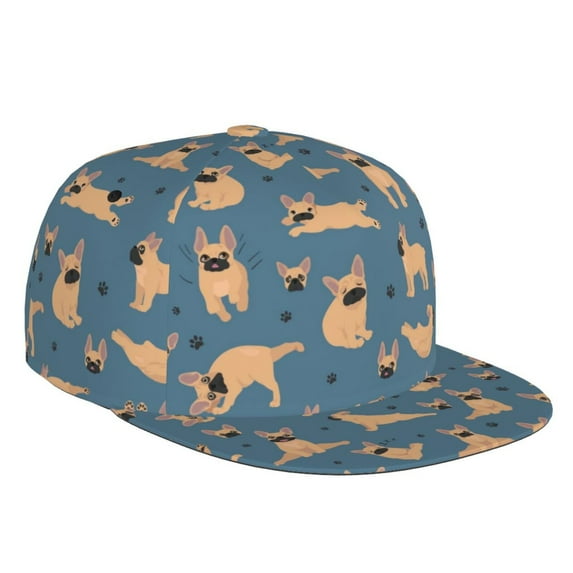 Balery Baseball Cap Flat Bill Hats for Men Adjustable Size for Running Workouts and Outdoor Activities All Seasons Dad Hat(French Bulldog Yoga )