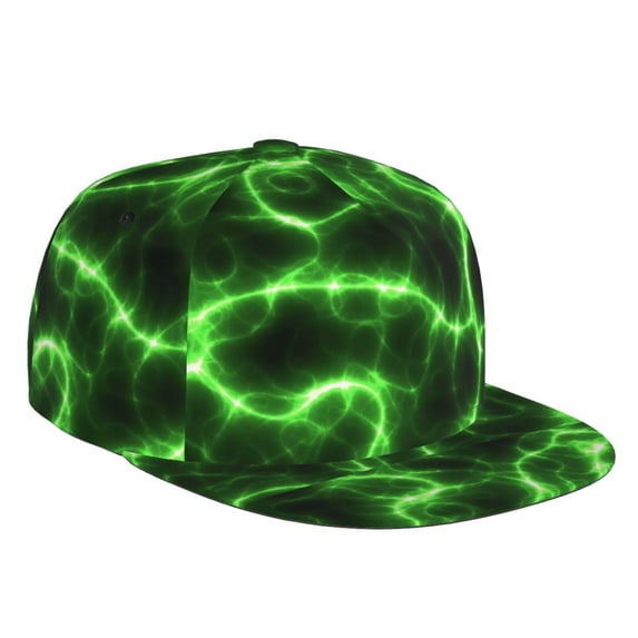 Balery Baseball Cap Flat Bill Hats for Men Adjustable Size for Running Workouts and Outdoor Activities All Seasons Dad Hat(Green Lightning )