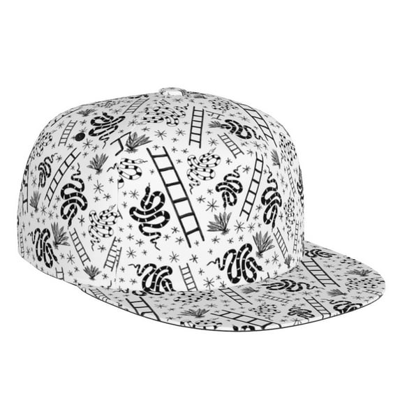 Balery Baseball Cap Flat Bill Hats for Men Adjustable Size for Running Workouts and Outdoor Activities All Seasons Dad Hat(Hand Drawn Snake )