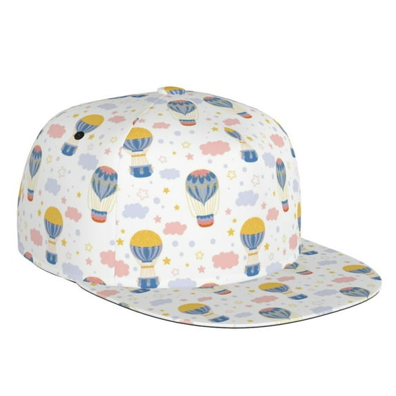 Balery Baseball Cap Flat Bill Hats for Men Adjustable Size for Running Workouts and Outdoor Activities All Seasons Dad Hat(Hot Air Balloon )