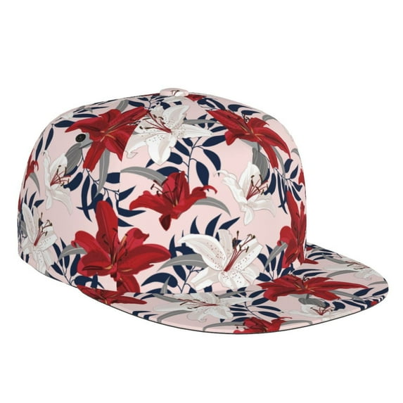 Balery Baseball Cap Flat Bill Hats for Men Adjustable Size for Running Workouts and Outdoor Activities All Seasons Dad Hat(Lilies Flowers )