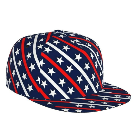 Balery Baseball Cap Flat Bill Hats for Men Adjustable Size for Running Workouts and Outdoor Activities All Seasons Dad Hat(Patriotic Star )