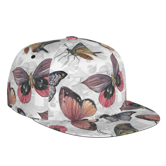 Balery Baseball Cap Flat Bill Hats for Men Adjustable Size for Running Workouts and Outdoor Activities All Seasons Dad Hat(Vintage Butterflies )
