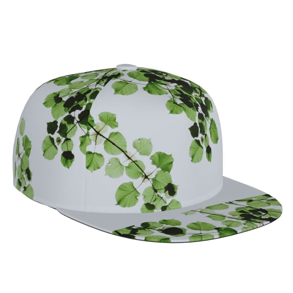 Balery Baseball Cap Flat Bill Hats for Men Adjustable Size for Running Workouts and Outdoor Activities All Seasons Dad Hat(Watercolor Green Leaves )