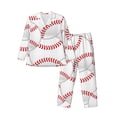 thumbnail image 1 of Balery Baseballs Pattern Pajama Sets for Men Long Sleeve 2 Piece Sleepwear Loungewear Sets Soft PJ's with Pockets Long Sleeve Comfy Pj Sets-Large, 1 of 7