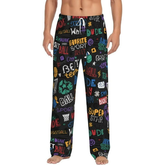 Balery Basketball print Men's Pajama Pants,Ultra Lightweight Pjs,Lounge Pant-Small