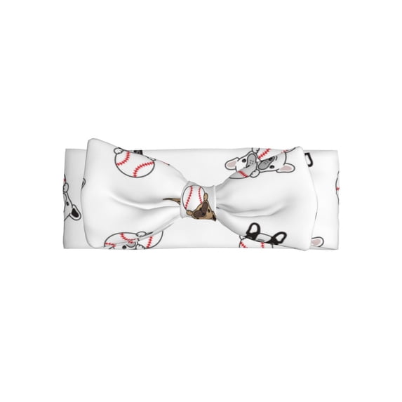Balery Bbaseball Dog Pattern Baby Headbands Hairbands Hair Bow Elastics for Baby Girls Newborn Infant Toddlers Kids