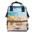 thumbnail image 1 of Balery Beach Starfish Shell Mummy Backpack - Waterproof Twill Canvas, Large Capacity Diaper Bag with Multiple Pockets and Adjustable Straps, 1 of 6