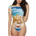 thumbnail image 1 of Balery Beach Starfish Shell Women's Short Sleevee Crew Neck Bodysuit Tops Short Sleeve Tops Basic-XX-Large, 1 of 9