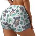 thumbnail image 1 of Balery Bears and Tropical Leaves Printed Workout Shorts for Women Seamless Scrunch Short Gym Yoga Running Sport Active Exercise Fitness Shorts-Large, 1 of 8