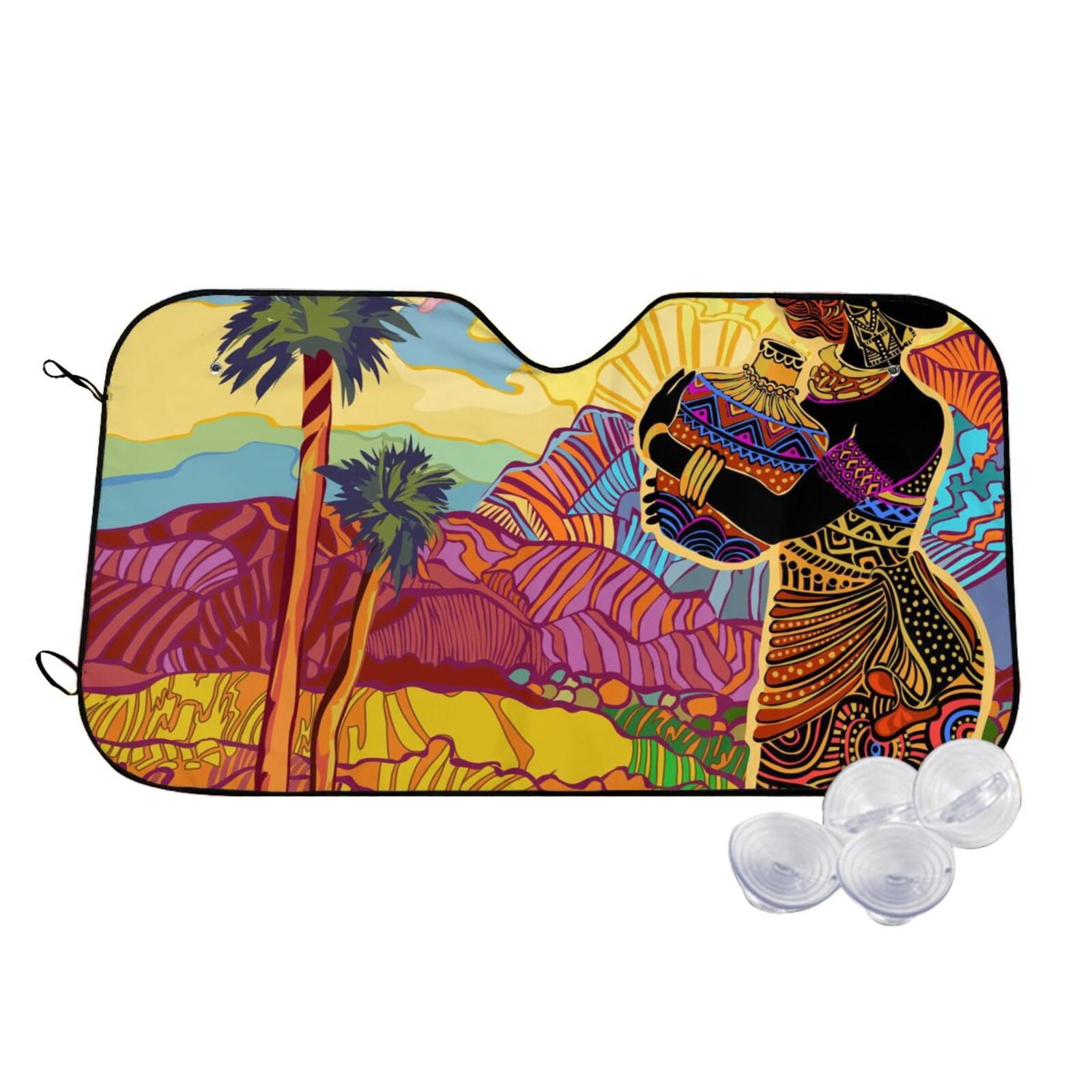 Indian Tribal Elephant Print Car Sun Shade
