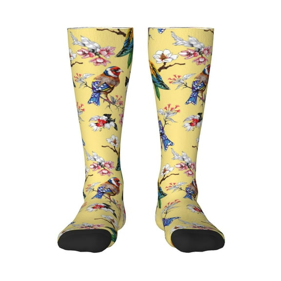 Balery Beautiful Bright Birds And Flowers Fun Novelty Socks Men'S Women'S Crew Socks Funny Crazy Novelty Socks Quirky And Cool Socks