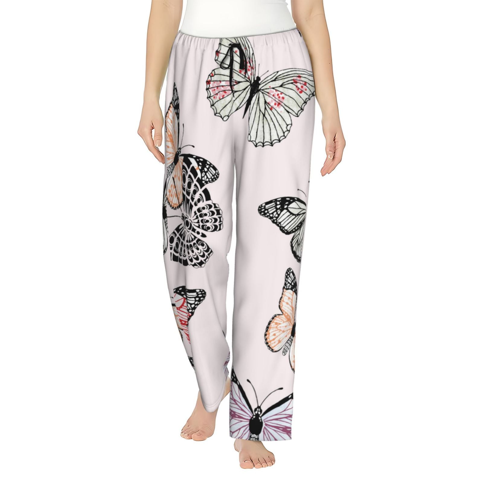Balery Beautiful Butterfly print Women's Pajama Pants,Ultra Lightweight