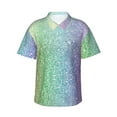 thumbnail image 1 of Balery Beautiful Glitter Print Men's Hawaiian Shirts Short Sleeve Beach Shirt Relaxed Fit Vacation Button Down Shirts-X-Large, 1 of 9