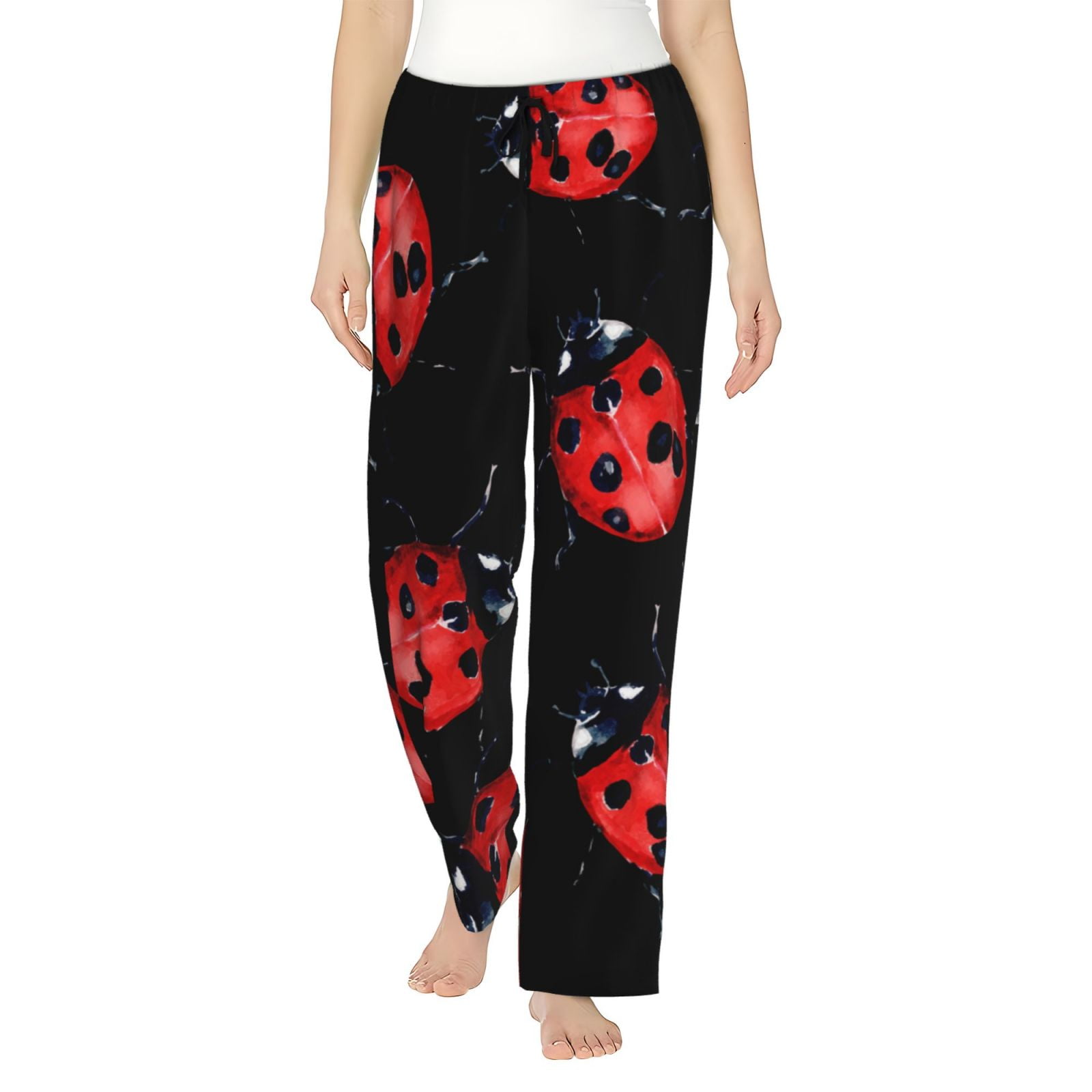 Balery Beautiful Red Ladybug print Women's Pajama Pants,Lazy One Pajama