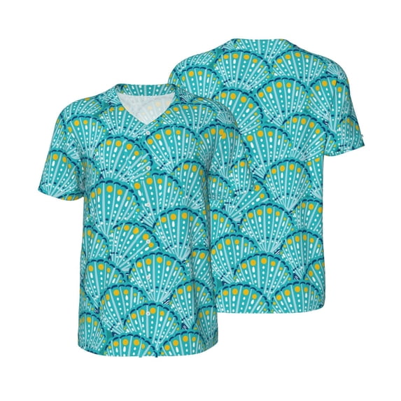 Balery Beautiful Seashells Baseball Jersey for Men Casual Button Down Shirts Short Sleeve Active Team Sports Uniform-XX-Large