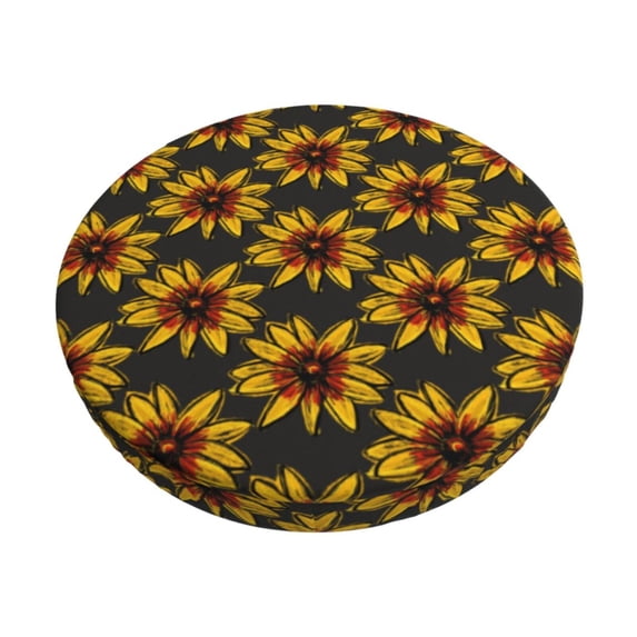 Balery Beautiful Sunflower Round Bar Stool Seat Covers Velvet Fabric Adjustable Protects from Scratches and Stains for 14-17 Inch Chair-12 inch