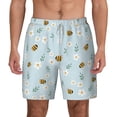 thumbnail image 1 of Balery Bee Flower Mens Swim Trunks Swim Shorts for Men Quick Dry Inseam Beach Shorts with Compression Liner Pocket-Large, 1 of 9