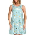 thumbnail image 1 of Balery Bee Flower Pattern Women’s Summer Dresses – Loose Sleeveless Sundress, Casual and Comfortable Beach Dress for Hot Days, 1 of 7