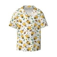 thumbnail image 1 of Balery Bee and Flowers Men's Casual Button Down Shirt Short Sleeve Textured Summer Cuban Beach Shirts-Medium, 1 of 7