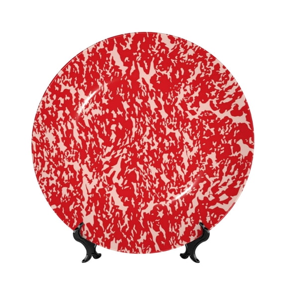 Balery Beef Print Bone China Decorative Plate Ceramic Dinner Plates Art Crafts with Display Stand-8in