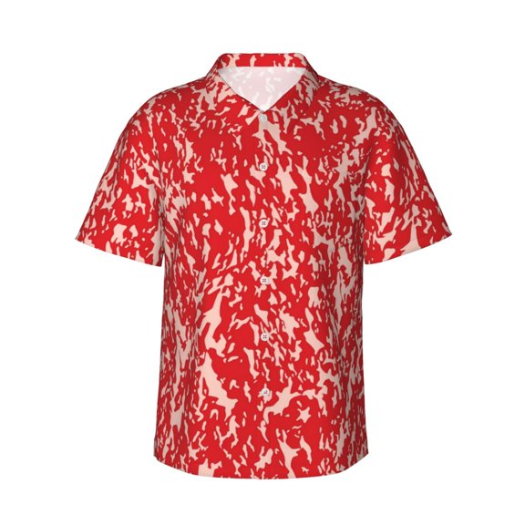 Balery Beef Print Men's Hawaiian Shirts Short Sleeve Beach Shirt Relaxed Fit Vacation Button Down Shirts-3X-Large