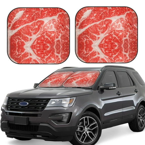 Balery Beef Steaks Sun Shield 2 Pack For Car Front Windows Foldable Sun Visor Protector Blocks Max Uv Rays And Keeps Your Vehicle Cool For Most Sedans Suv Truck