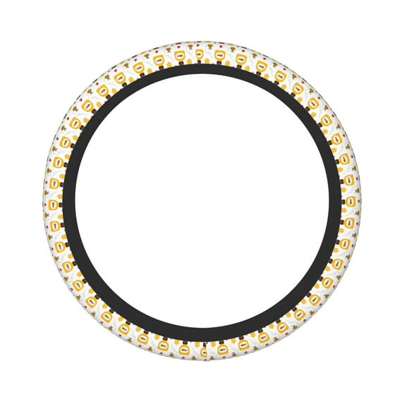 Balery Bees and Flowers print Steering Wheel Covers Elastic Skidproof Steering Wheel Protective Cover Case for Men Women Universal 15 Inches Cars Accessories