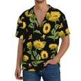 thumbnail image 1 of Balery Bees and Sunflowers Men's Casual Button Down Shirt Short Sleeve Textured Summer Cuban Beach Shirts-4X-Large, 1 of 7
