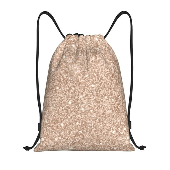 Balery Beige Sparkling Glitter Pattern Drawstring Backpack Bag Sport Gym Sackpack Cinch Bags Pattern Drawstring Backpack Bag Sport Gym Sackpack Cinch Bags -Small