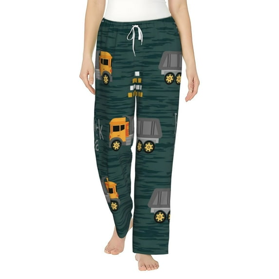 Balery Big Machine print Women's Pajama Pants,Ultra Lightweight Pjs,Lounge Pant-Large