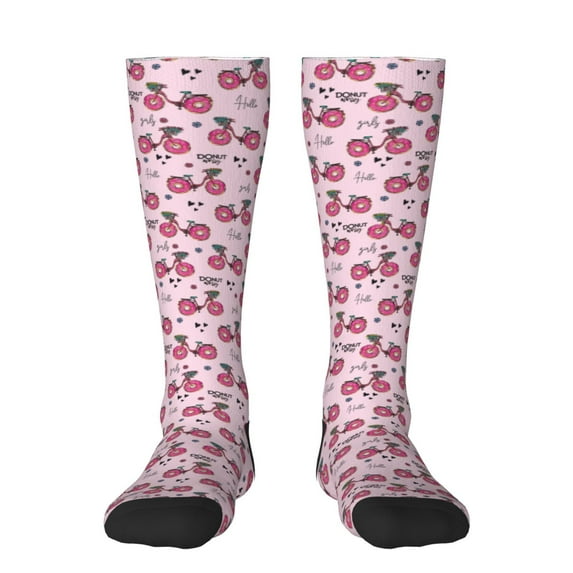 Balery Bike with Donut Wheels Printed Novelty Socks Men's Women's Crew Socks Sports Socks Knee High Socks Cotton Socks Quirky and Cool Socks