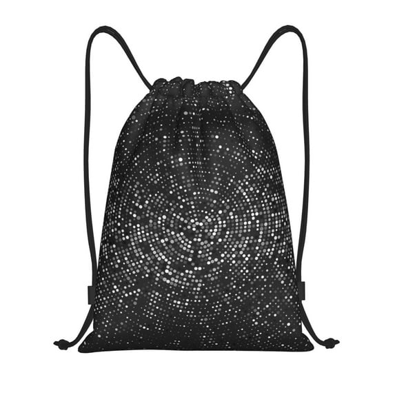 Balery Black And White Dotted Pattern Drawstring Backpack Bag Sport Gym Sackpack Cinch Bags Pattern Drawstring Backpack Bag Sport Gym Sackpack Cinch Bags -Medium
