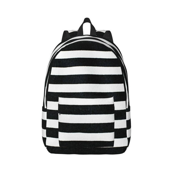 Balery Black And White Stripes Vintage Canvas Backpack for Men and Women - Large Capacity, Durable Travel Laptop Bag for School, Work, Hiking, and Outdoor Activities