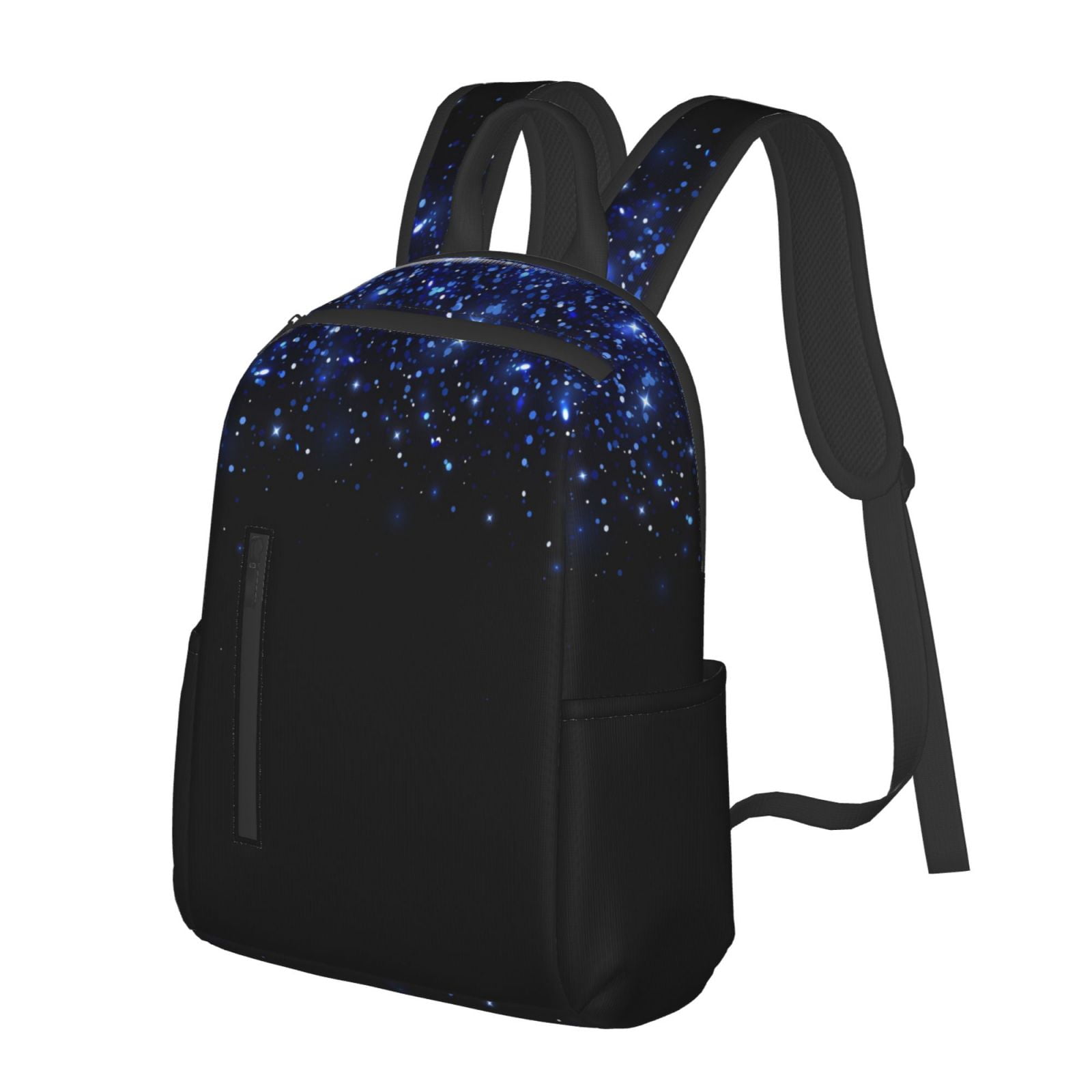 Balery Black Blue Glitter Sparkles Lightweight Backpack for Men and ...