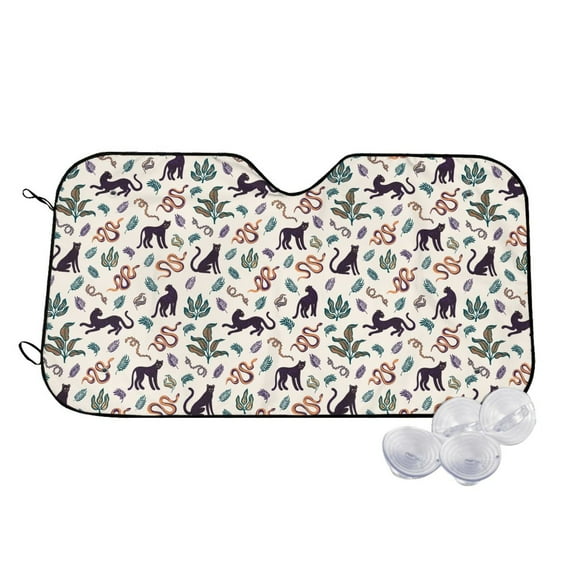 Balery Black Cat And Snake Print Car Windshield Sun Shade,Windshield Sunshade for Car Pickup Truck SUV Accessories-Small