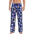 thumbnail image 1 of Balery Black Cats And Flowers print Men's Pajama Pants,Ultra Lightweight Pjs,Lounge Pant-Large, 1 of 9