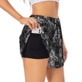 thumbnail image 1 of Balery Black Cats In A Garden Pattern Women's Running Shorts with Liner 2 Pockets Elastic Workout Athletic Gym Yoga Shorts-Small, 1 of 7