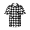 thumbnail image 1 of Balery Black Tartan Plaid Print Men's Hawaiian Shirts Short Sleeve Beach Shirt Relaxed Fit Vacation Button Down Shirts-, 1 of 9
