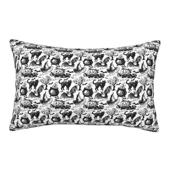 Balery Black White Halloween Bedding Queen Pillow Cases - Envelope Closure - Soft Brushed Microfiber Fabric - Shrinkage and Fade Resistant Pillow Cases-14"x20"