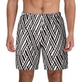 thumbnail image 1 of Balery Black White Stripes Mens Swim Trunks Swim Shorts for Men Quick Dry Inseam Beach Shorts with Compression Liner Pocket-X-Large, 1 of 9